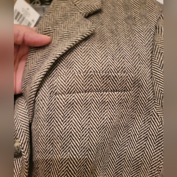 omen Clothing BlazersWool-Blend Herringbone Tweed Blazer - Picture 7 of 8